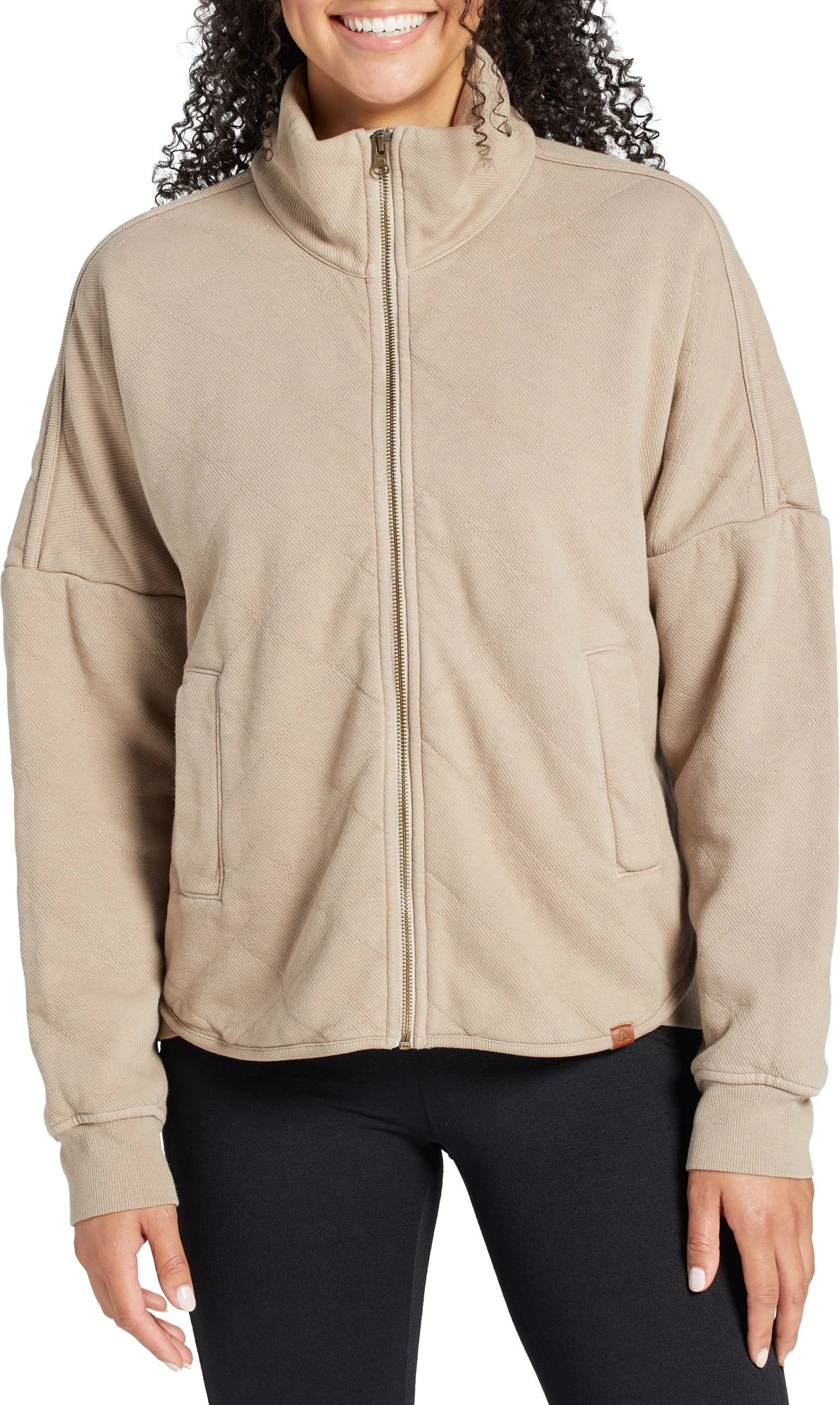 Alpine Design Women's Twill Fleece Insulated Jacket For Women Light Beige