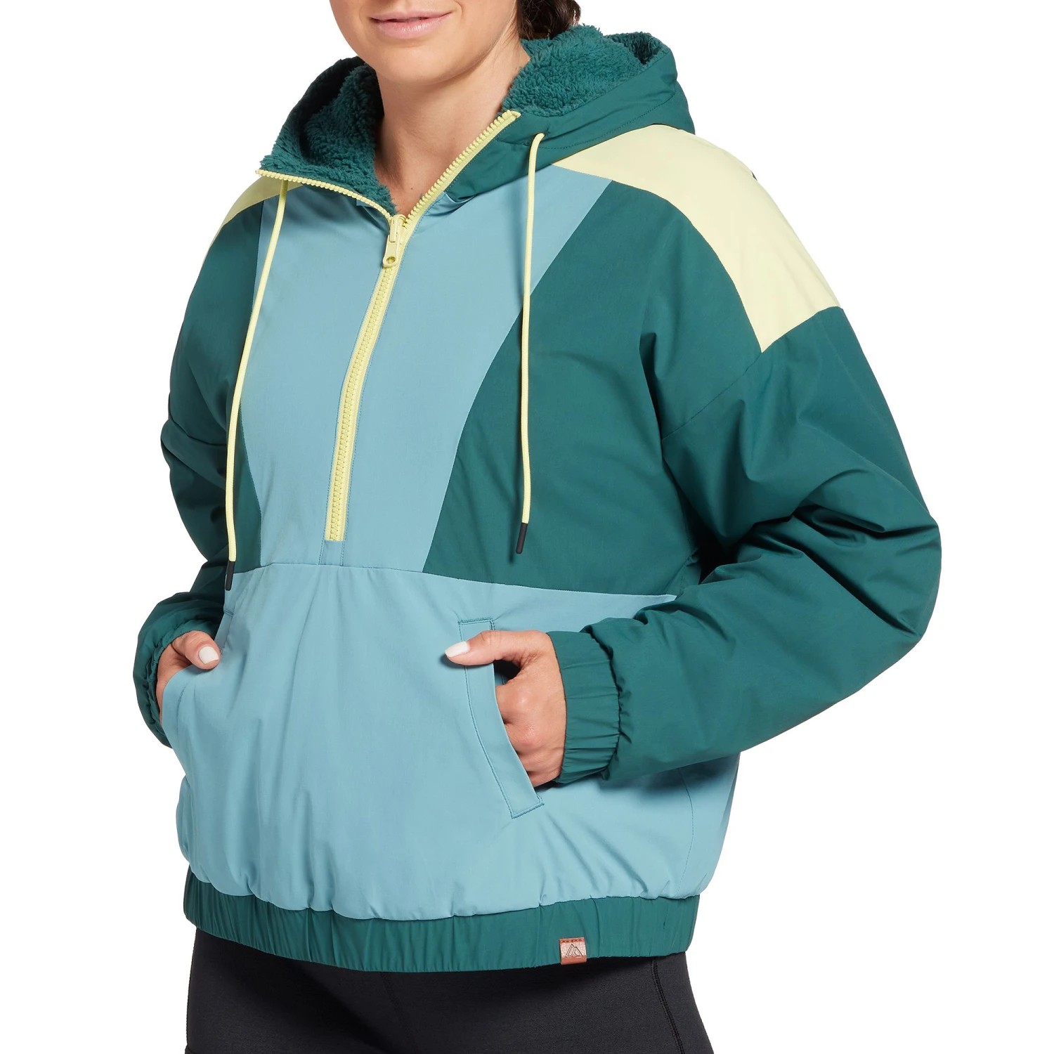 Alpine Design Women's Down Home Reversible Sherpa Jacket For Women Conifer/citron Crush