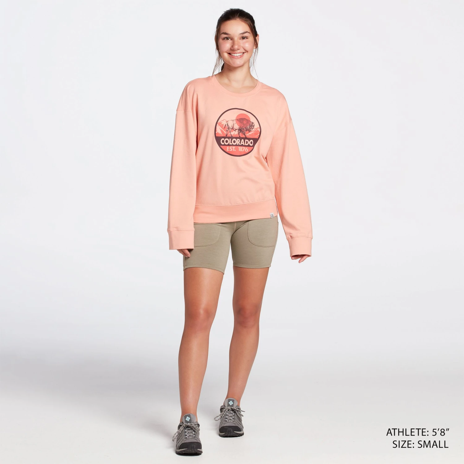 Alpine Design Women's Colorado Fleece Crewneck Sweatshirt For Women Summer Peach - Image 2