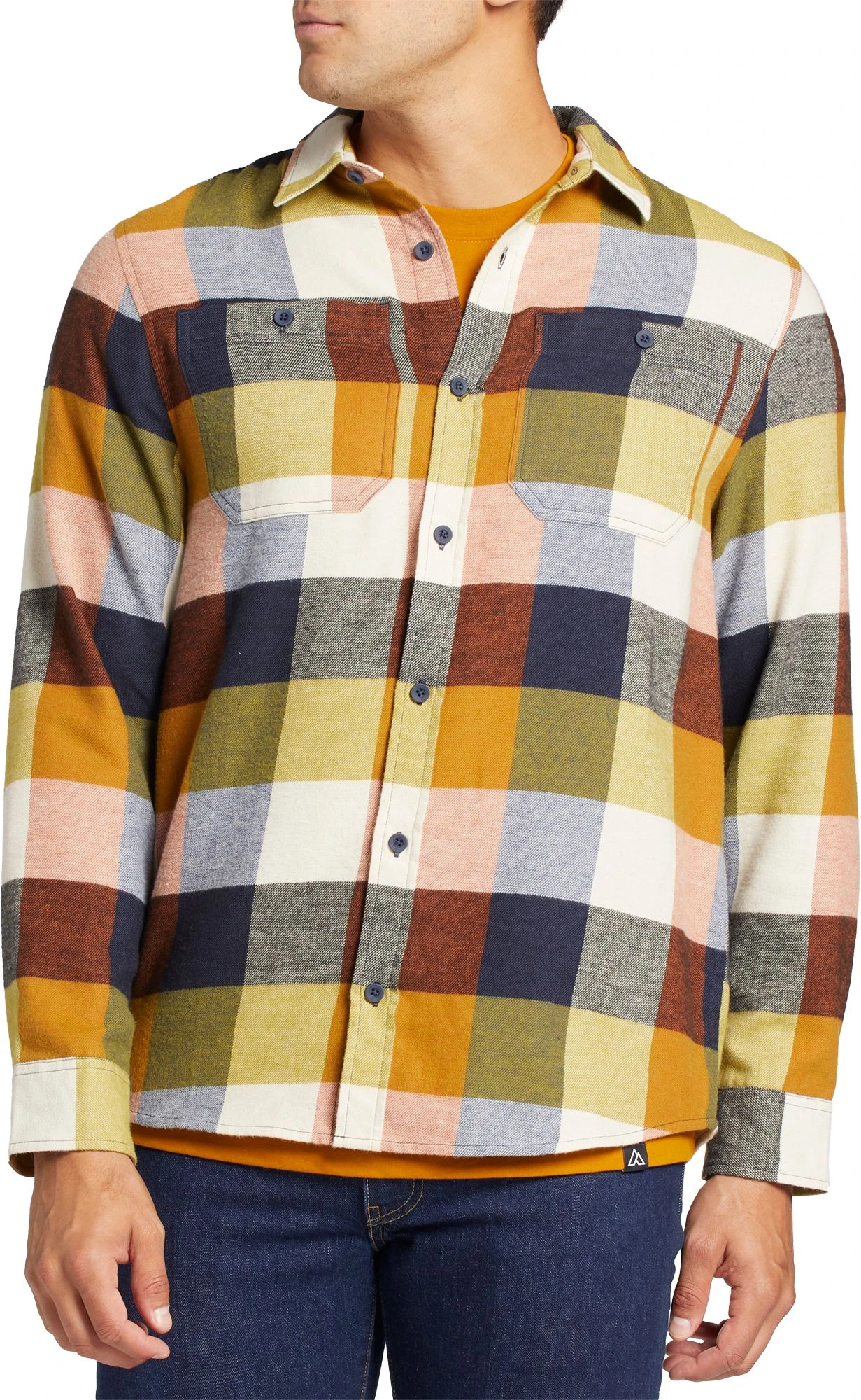 Alpine Design Men's Brushed Flannel Long Sleeve Shirt For Men Sunrise Plaid Pom Punch