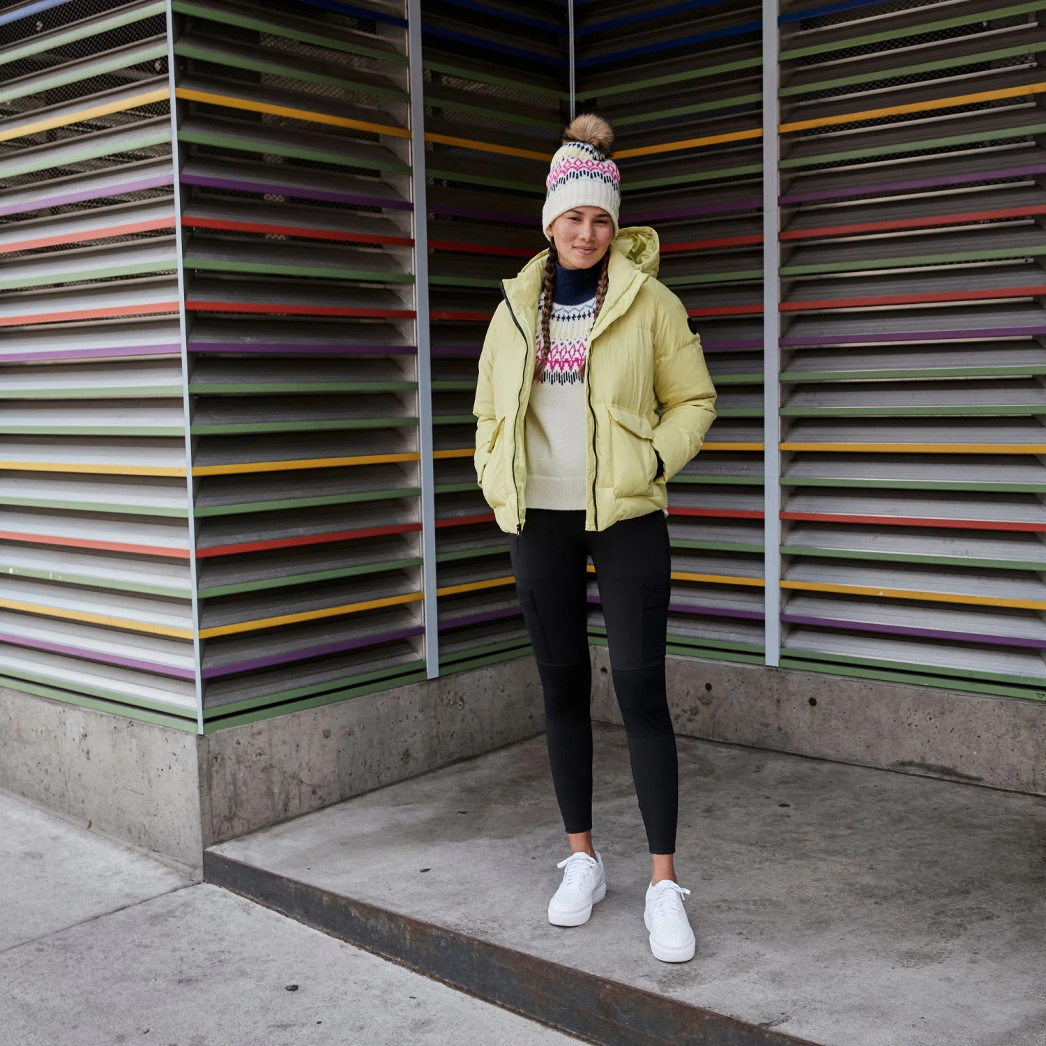 Alpine Design Women's Dawn Calm Fair Isle Mock Neck Sweater For Women Fairisle Conifer/unbleach - Image 5