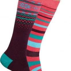 Alpine Design Girls' Snow Sport Over-the-Calf Socks - 2 Pack For Girls' Snowflake Fairisle